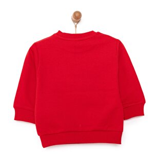 Basic Az Şardonlu Geyik Desenli Sweatshirt Kız Bebek