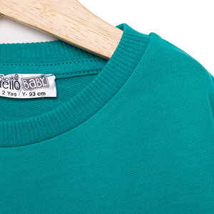 Erkek Bebek Sweatshirt Şardonlu Çıtçıtlı Bisiklet Yaka Uzun Kol Yeşil