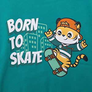 Erkek Bebek Sweatshirt Şardonlu Çıtçıtlı Bisiklet Yaka Uzun Kol Yeşil