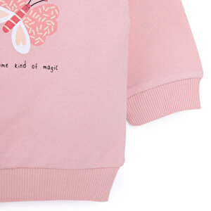 Basic Az Şardonlu Kelebek Desenli Sweatshirt Kız Bebek