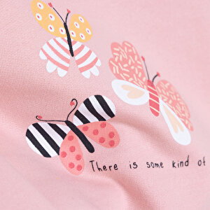 Basic Az Şardonlu Kelebek Desenli Sweatshirt Kız Bebek