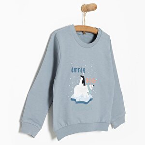 Basic Az Şardonlu Kutup Ayısı Desenli Sweatshirt Erkek Bebek