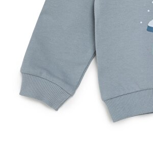Basic Az Şardonlu Kutup Ayısı Desenli Sweatshirt Erkek Bebek