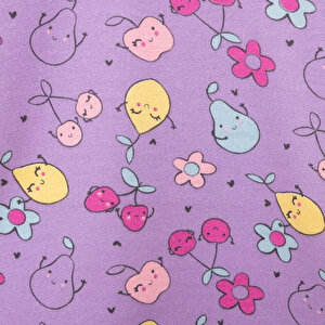 Kız Bebek Sweatshirt Şardonlu Meyve Desenli Çıtçıtlı Bisiklet Yaka Uzun Kol