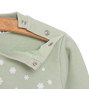 Basic Az Şardonlu Penguen Desenli Sweatshirt Kız Bebek