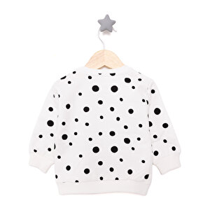 Basic Az Şardonlu Puantiye Desenli Sweatshirt Kız Bebek