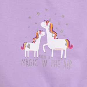 Kız Bebek Sweatshirt Şardonlu Unicorn Desenli Çıtçıtlı Uzun Kol Lila Kız Bebek Sweatshirt Şardonlu Unicorn Desenli Çıtçıtlı Uzun Kol Lila