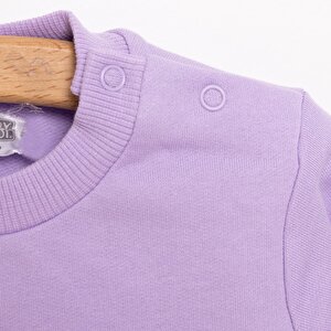 Kız Bebek Sweatshirt Şardonlu Unicorn Desenli Çıtçıtlı Uzun Kol Lila Kız Bebek Sweatshirt Şardonlu Unicorn Desenli Çıtçıtlı Uzun Kol Lila