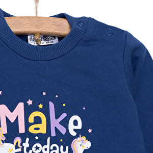 Basic Az Şardonlu Yazılı Unicorn Desenli Sweatshirt Kız Bebek Basic Az Şardonlu Yazılı Unicorn Desenli Sweatshirt Kız Bebek