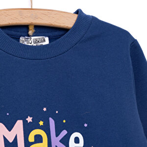 Basic Az Şardonlu Yazılı Unicorn Desenli Sweatshirt Kız Bebek Basic Az Şardonlu Yazılı Unicorn Desenli Sweatshirt Kız Bebek