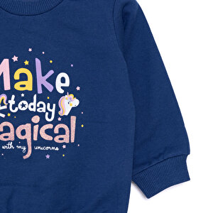 Basic Az Şardonlu Yazılı Unicorn Desenli Sweatshirt Kız Bebek Basic Az Şardonlu Yazılı Unicorn Desenli Sweatshirt Kız Bebek