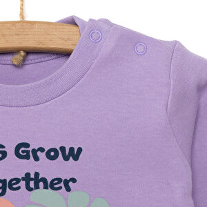 Basic Çiçek Desenli İnterlok Uzun kol Tshirt Kız Bebek