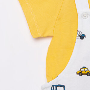 Basic Erkek Araba Desenli Şort Salopet-Tshirt Erkek Bebek