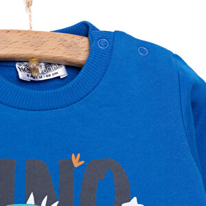 Erkek Bebek Sweatshirt Şardonlu Dino Baskılı Bisiklet Yaka Uzun Kol Lacivert Erkek Bebek Sweatshirt Şardonlu Dino Baskılı Bisiklet Yaka Uzun Kol Lacivert