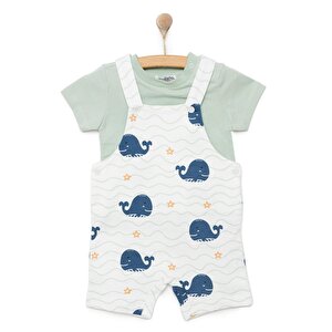 Basic Erkek Balina Desenli Şort Salopet-Tshirt Erkek Bebek Basic Erkek Balina Desenli Şort Salopet-Tshirt Erkek Bebek