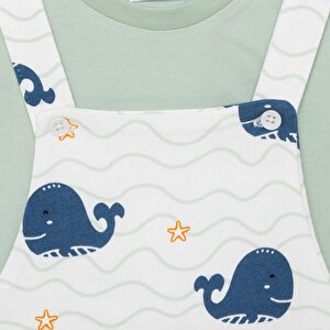 Basic Erkek Balina Desenli Şort Salopet-Tshirt Erkek Bebek Basic Erkek Balina Desenli Şort Salopet-Tshirt Erkek Bebek