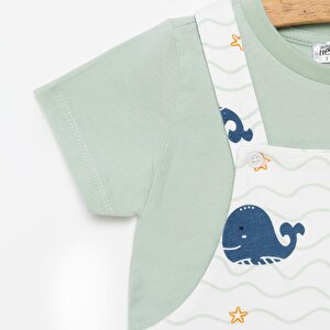 Basic Erkek Balina Desenli Şort Salopet-Tshirt Erkek Bebek Basic Erkek Balina Desenli Şort Salopet-Tshirt Erkek Bebek