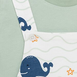 Basic Erkek Balina Desenli Şort Salopet-Tshirt Erkek Bebek Basic Erkek Balina Desenli Şort Salopet-Tshirt Erkek Bebek
