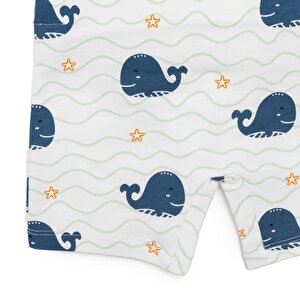 Basic Erkek Balina Desenli Şort Salopet-Tshirt Erkek Bebek Basic Erkek Balina Desenli Şort Salopet-Tshirt Erkek Bebek