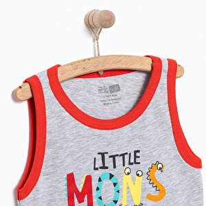 Basic Erkek Canavar Baskılı Atlet Tshirt Erkek Bebek Basic Erkek Canavar Baskılı Atlet Tshirt Erkek Bebek