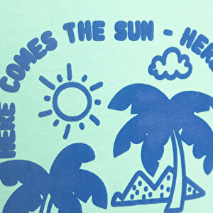 Basic Erkek Deniz ve Palmiye Baskılı T-Shirt Erkek Bebek