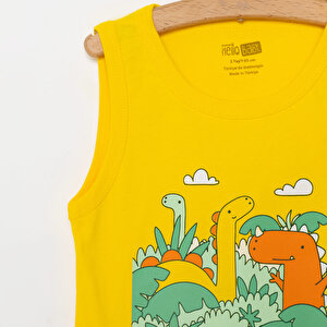 Basic Erkek Dinozor Partisi Baskılı Atlet Tshirt Erkek Bebek Basic Erkek Dinozor Partisi Baskılı Atlet Tshirt Erkek Bebek