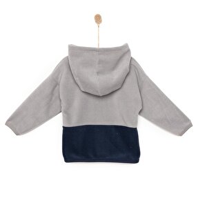 Basic Erkek Fermuarlı Kapüşonlu Polar Hırka Erkek Bebek