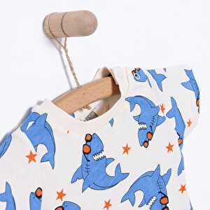 Basic Erkek Köpek Balığı Baskılı T-Shirt Erkek Bebek Basic Erkek Köpek Balığı Baskılı T-Shirt Erkek Bebek