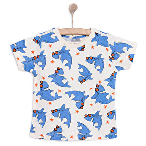 Basic Erkek Köpek Balığı Baskılı T-Shirt Erkek Bebek Basic Erkek Köpek Balığı Baskılı T-Shirt Erkek Bebek