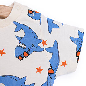 Basic Erkek Köpek Balığı Baskılı T-Shirt Erkek Bebek Basic Erkek Köpek Balığı Baskılı T-Shirt Erkek Bebek