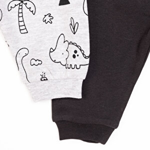 Erkek Bebek 2'li Patiksiz Alt İnterlok Palmiye Desenli