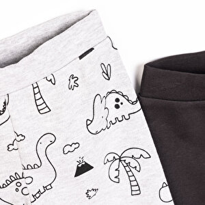 Erkek Bebek 2'li Patiksiz Alt İnterlok Palmiye Desenli