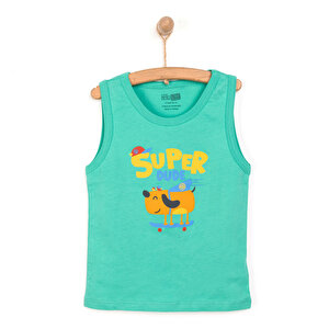 Basic Erkek Süper Köpek Baskılı Atlet Tshirt Erkek Bebek