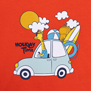 Basic Erkek Tatil ve Zürafa Baskılı T-Shirt Erkek Bebek Basic Erkek Tatil ve Zürafa Baskılı T-Shirt Erkek Bebek