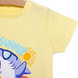 Basic Erkek Yaz Köpek Balığı Baskılı T-Shirt Erkek Bebek