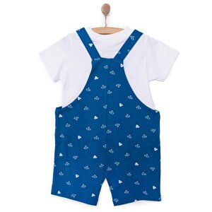 Basic Erkek Yelken Desenli Şort Salopet-Tshirt Takım Erkek Bebek