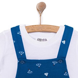 Basic Erkek Yelken Desenli Şort Salopet-Tshirt Takım Erkek Bebek
