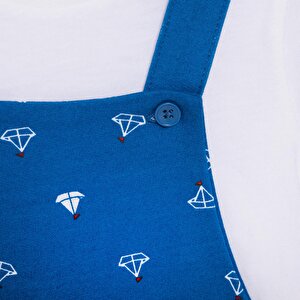 Basic Erkek Yelken Desenli Şort Salopet-Tshirt Takım Erkek Bebek