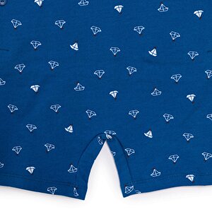 Basic Erkek Yelken Desenli Şort Salopet-Tshirt Takım Erkek Bebek