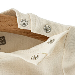 Unisex Bebek Tişört İnterlok Çıtçıtlı Bisiklet Yaka Uzun Kol Beyaz