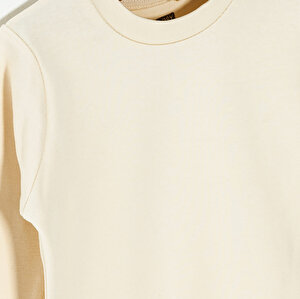 Unisex Bebek Tişört İnterlok Çıtçıtlı Bisiklet Yaka Uzun Kol Beyaz