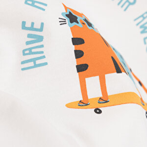 Basic Kedi Desenli Tshirt Erkek Bebek