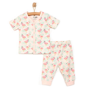 Basic Kısa Kol Çıtçıtlı Pijama Takımı Kız Bebek