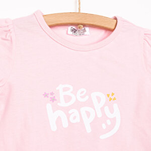 Basic Kız Be Happy Baskılı Tshirt-Şort Kız Bebek