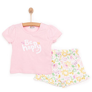 Basic Kız Be Happy Baskılı Tshirt-Şort Kız Bebek