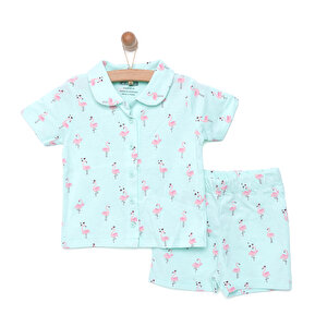 Basic Kız Bebek Baharlık Kısa Kol Çıtçıtlı Pijama Takımı