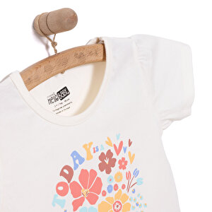 Basic Kız Çiçek Baskılı T-Shirt Kız Bebek