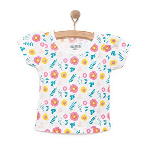 Basic Kız Çiçek Desenli T-Shirt Kız Bebek
