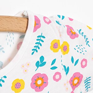 Basic Kız Çiçek Desenli T-Shirt Kız Bebek