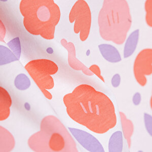 Basic Kız Çiçek Desenli T-Shirt Kız Bebek